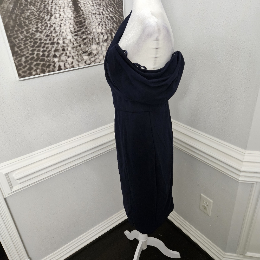 Bariano Australia navy blue dress size 6 off shoulder - Picture 6 of 9